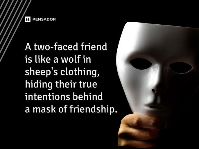 A two-faced friend is like a wolf in sheep‘s clothing, hiding their true intentions behind a mask of friendship.