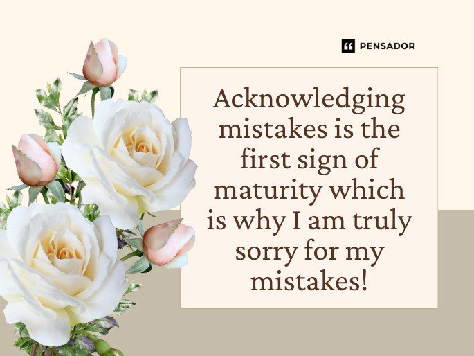 Acknowledging mistakes is the first sign of maturity which is why I am truly sorry for my mistakes!
