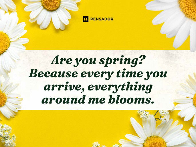 Are you spring? Because every time you arrive, everything around me blooms.