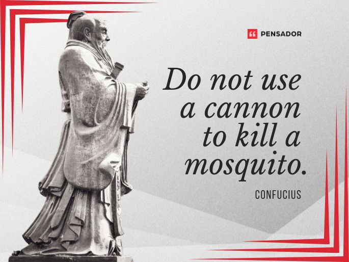 Do not use a cannon to kill a mosquito. Confucius