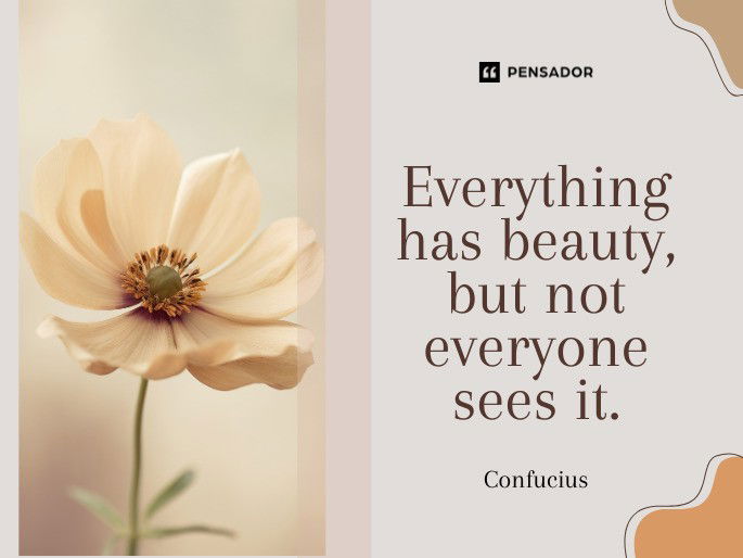 Everything has beauty, but not everyone sees it.  Confucius