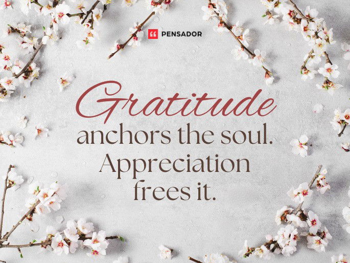 Gratitude anchors the soul. Appreciation frees it.