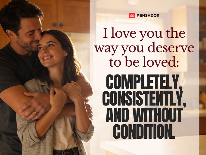 I love you the way you deserve to be loved: completely, consistently, and without condition.