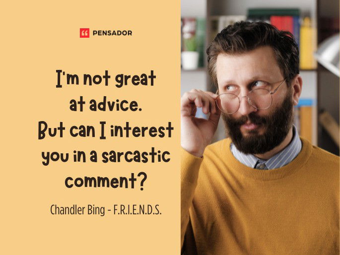 I’m not great at advice. But can I interest you in a sarcastic comment?  Chandler Bing - F.R.I.E.N.D.S.