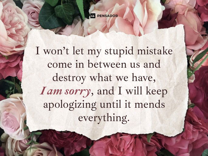 I won’t let my stupid mistake come in between us and destroy what we have, I am sorry, and I will keep apologizing until it mends everything.