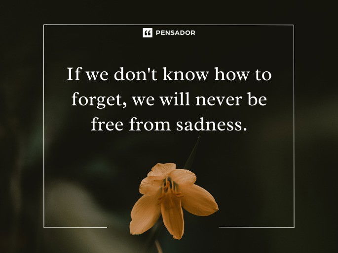 If we don‘t know how to forget, we will never be free from sadness.