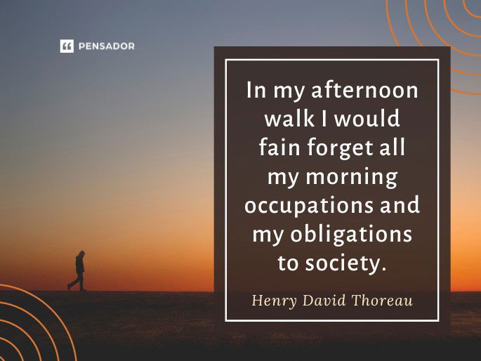 In my afternoon walk I would fain forget all my morning occupations and my obligations to society.  Henry David Thoreau