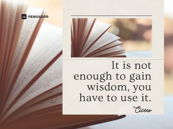 It is not enough to gain wisdom, you have to use it. -Cicero