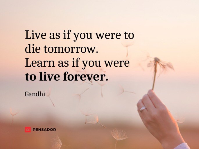 Live as if you were to die tomorrow. Learn as if you were to live forever. -Gandhi