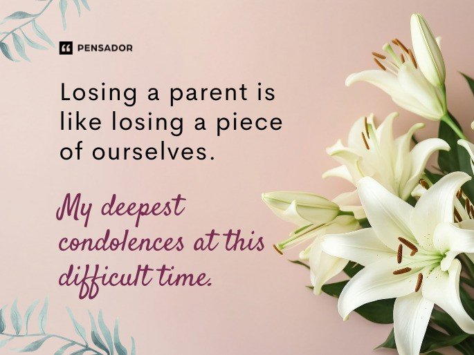Losing a parent is like losing a piece of ourselves. My deepest condolences at this difficult time.