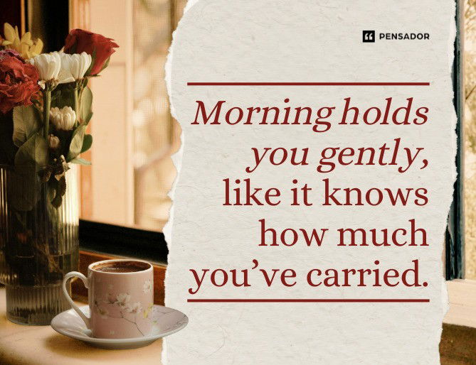 Morning holds you gently, like it knows how much you’ve carried.