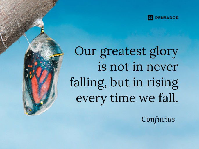 Our greatest glory is not in never falling, but in rising every time we fall. Confucius