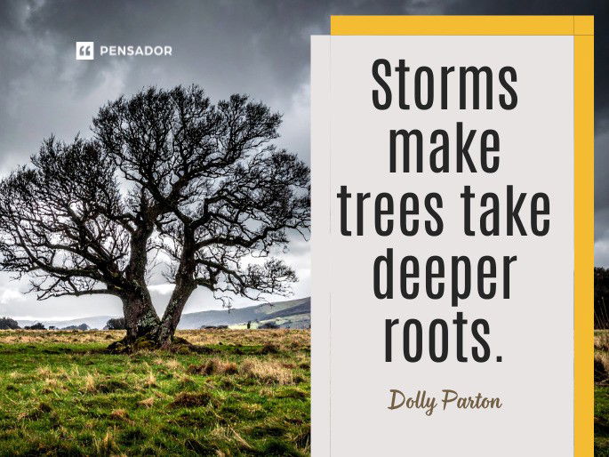 Storms make trees take deeper roots.  Dolly Parton