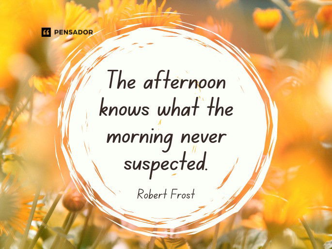 The afternoon knows what the morning never suspected.  Robert Frost