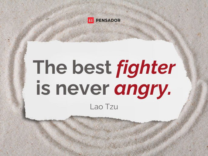 The best fighter is never angry.  Lao Tzu