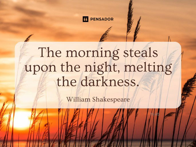 The morning steals upon the night, melting the darkness.  William Shakespeare