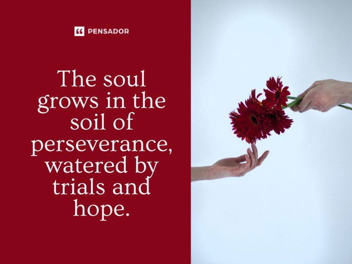 The soul grows in the soil of perseverance, watered by trials and hope.