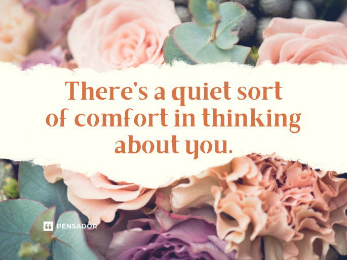 There’s a quiet sort of comfort in thinking about you.