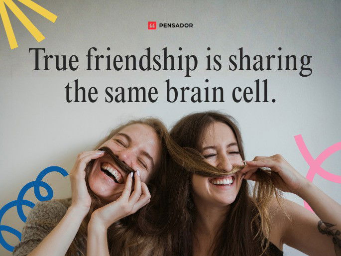 True friendship is sharing the same brain cell.