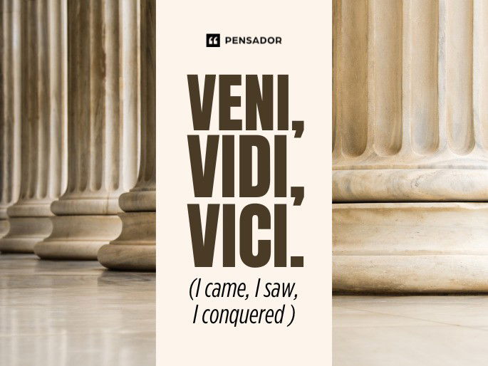 Veni, vidi, vici.  (I came, I saw, I conquered )