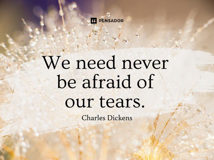 We need never be afraid of our tears.  Charles Dickens