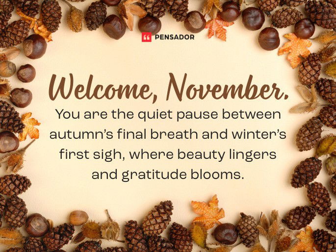 Welcome, November. You are the quiet pause between autumn’s final breath and winter’s first sigh, where beauty lingers and gratitude blooms.