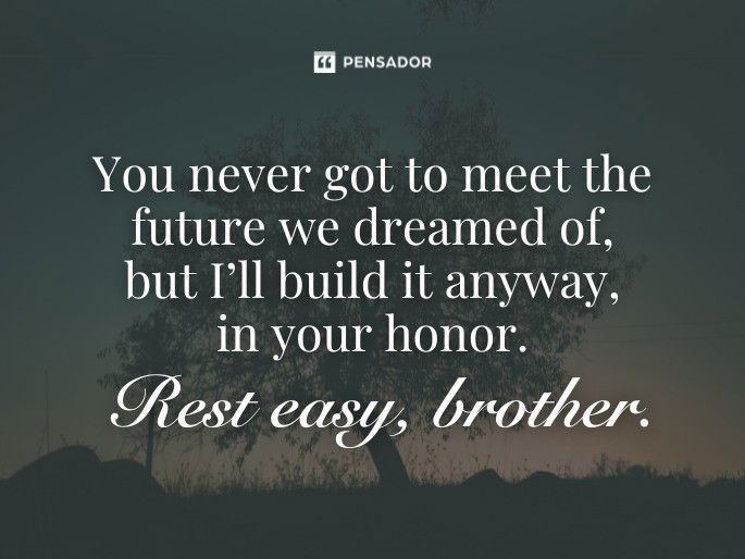 You never got to meet the future we dreamed of, but I’ll build it anyway, in your honor. Rest easy, brother.