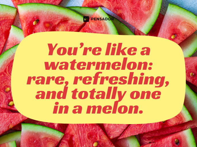 You’re like a watermelon: rare, refreshing, and totally one in a melon.