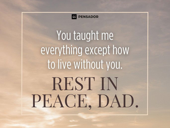 You taught me everything except how to live without you. Rest in peace, Dad.