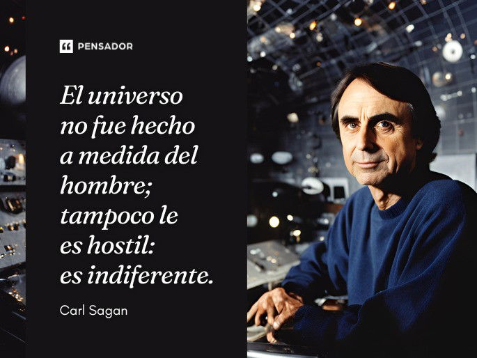 El universo no fue hecho a medida del hombre; tampoco le es hostil: es indiferente. Carl Sagan