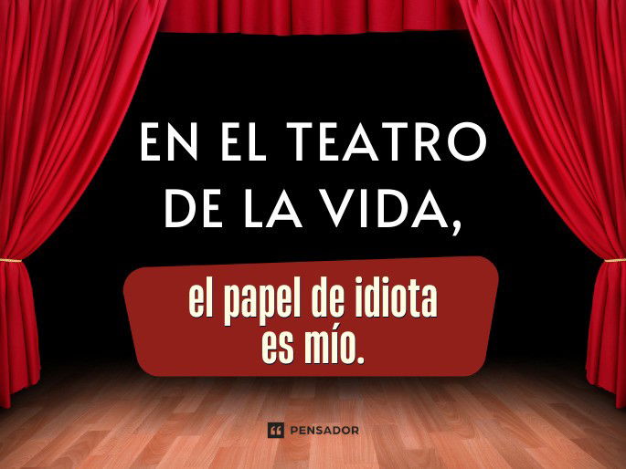 En el teatro de la vida, el papel de idiota es mío.