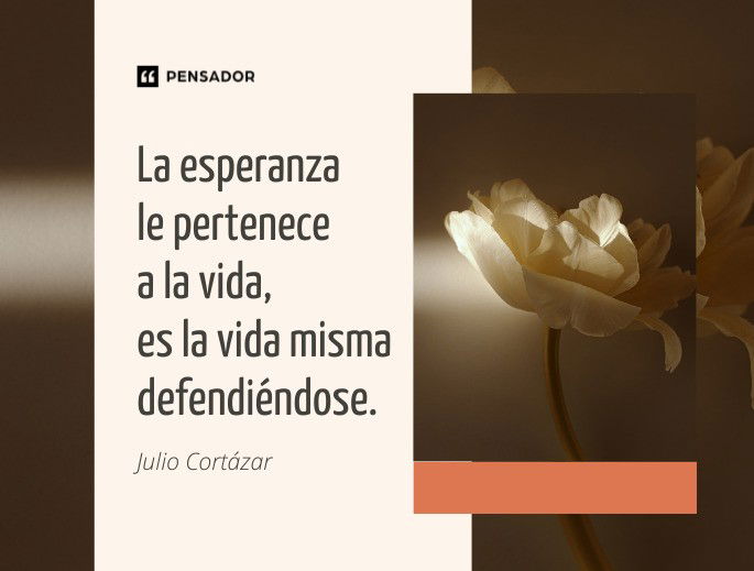 La esperanza le pertenece a la vida, es la vida misma defendiéndose. Julio Cortázar