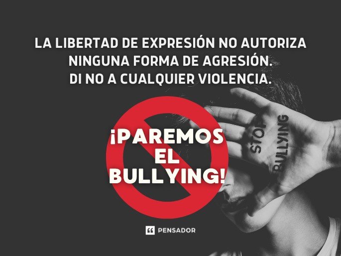 La libertad de expresión no autoriza ninguna forma de agresión. Di no a cualquier violencia. ¡Paremos el bullying!