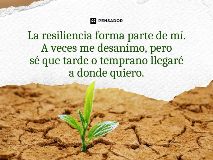 La resiliencia forma parte de mí. A veces me desanimo, pero sé que tarde o temprano llegaré a donde quiero.