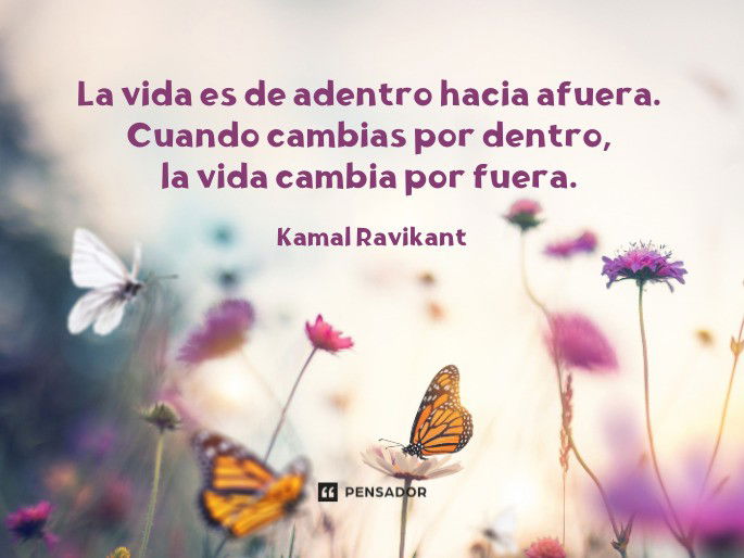 La vida es de adentro hacia afuera. Cuando cambias por dentro, la vida cambia por fuera. Kamal Ravikant