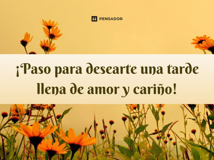 ¡Paso para desearte una tarde llena de amor y cariño!