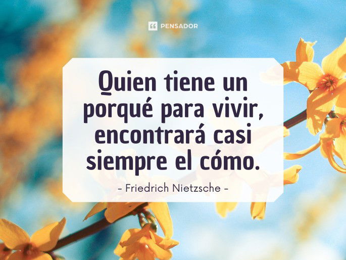 Quien tiene un porqué para vivir, encontrará casi siempre el cómo. Friedrich Nietzsche