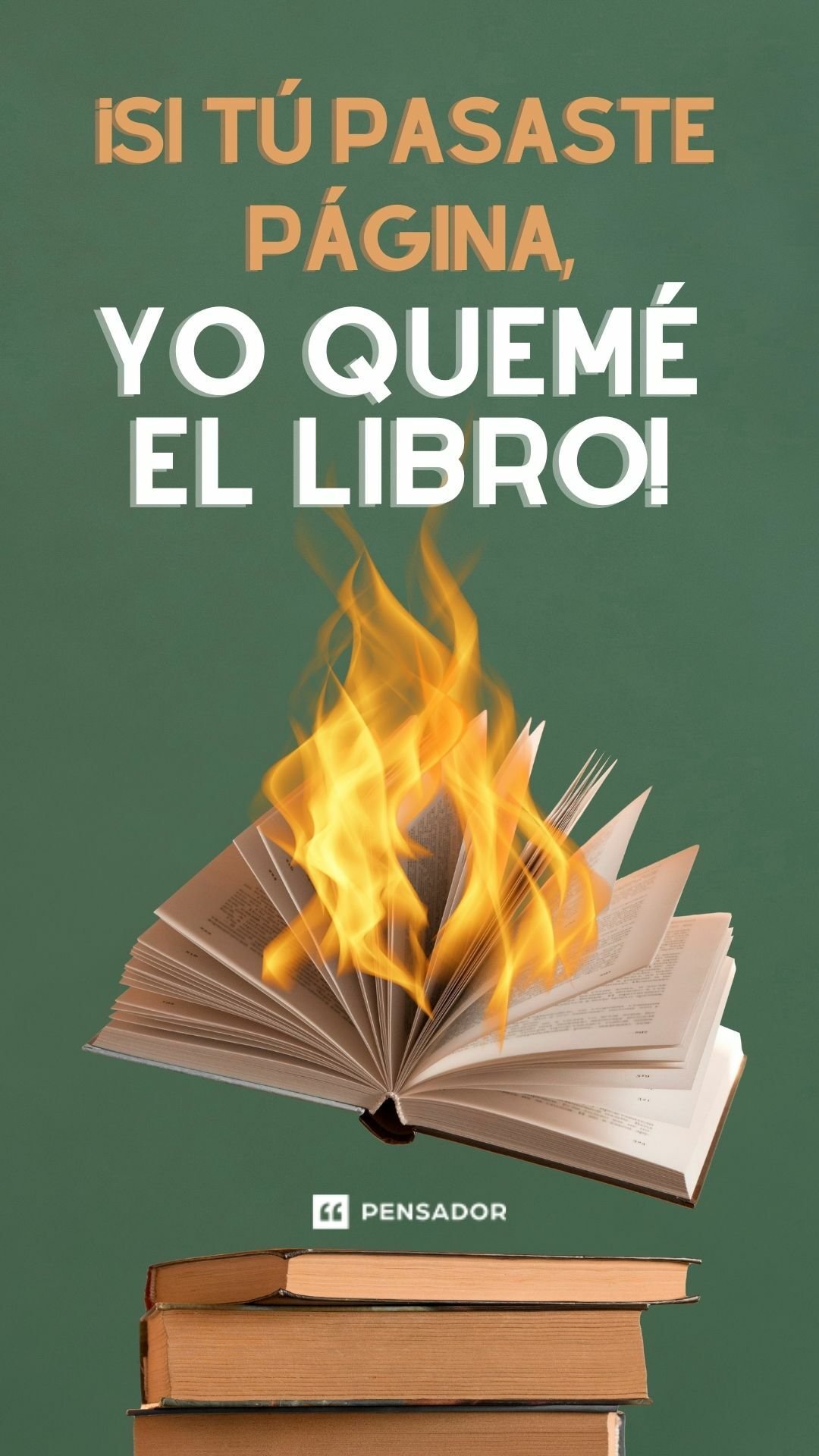¡Si tú pasaste página, yo quemé el libro!