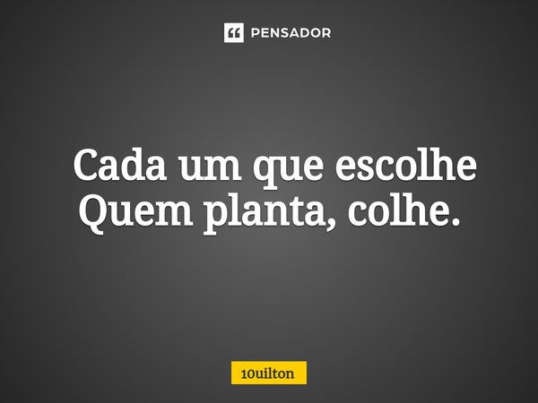 ⁠ Cada um que escolhe Quem planta, colhe.... Frase de 10uilton.