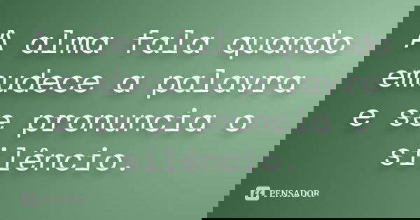 A alma fala quando emudece a palavra e se pronuncia o silêncio.... Frase de Anônimo.