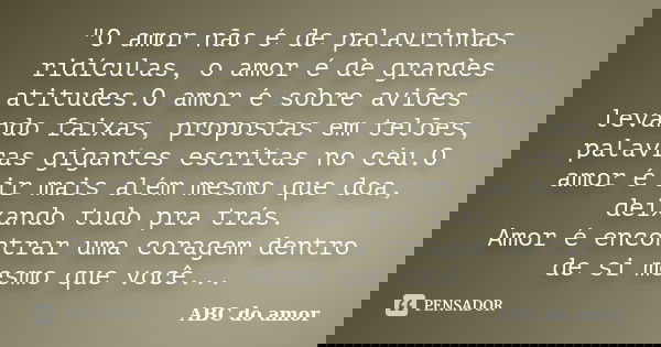 O Amor Não é De Palavrinhas Abc Do Amor