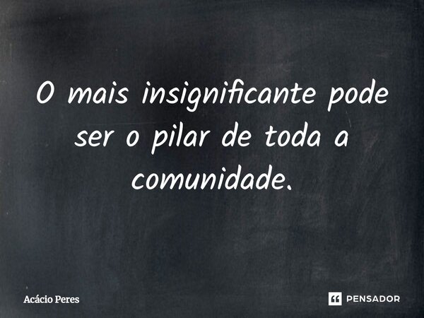 ⁠O mais insignificante pode ser o pilar de toda a comunidade.... Frase de Acácio Peres.
