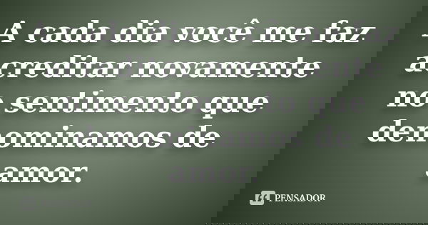 A cada dia você me faz acreditar novamente no sentimento que denominamos de amor.