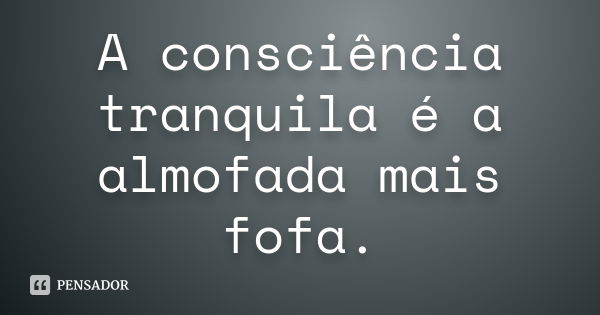 A consciência tranquila é a almofada mais fofa.