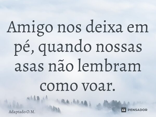 ⁠⁠Amigo nos deixa em pé, quando nossas asas não lembram como voar.... Frase de Adaptado O.M..