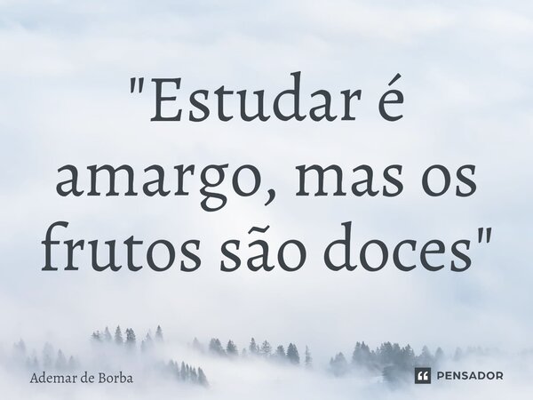 ⁠"Estudar é amargo, mas os frutos são doces"... Frase de Ademar de Borba.