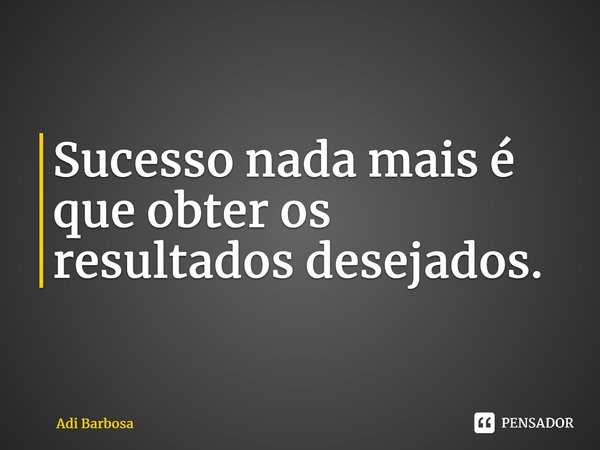 ⁠Sucesso nada mais é que obter os resultados desejados.... Frase de Adi Barbosa.
