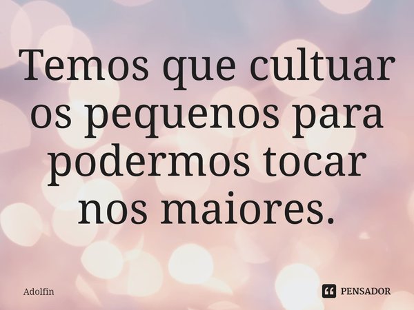 ⁠Temos que cultuar os pequenos para podermos tocar nos maiores.... Frase de Adolfin.