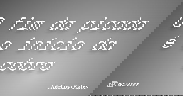 O fim da picada é o início da cobra... Frase de Adriano Sales.