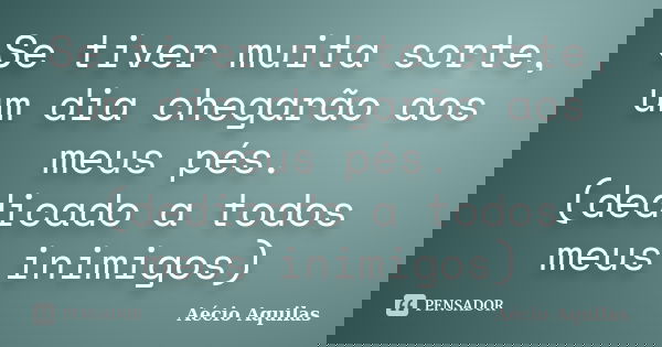 Se tiver muita sorte, um dia chegarão aos meus pés. (dedicado a todos meus inimigos)... Frase de Aécio Aquilas.